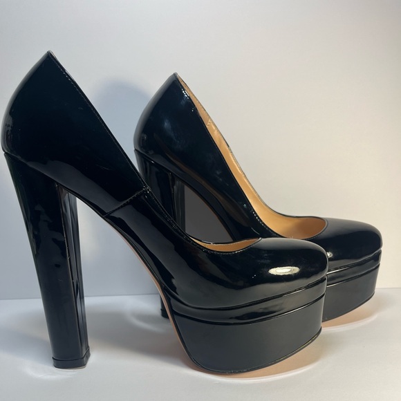 Onlymaker platform Pumps Round Toe Slip on Block Chunky Heels Party Black 9.5 - Picture 1 of 11